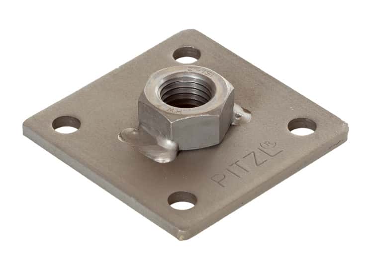 Pitzl bovenplaat | M24 | vastgelaste moer | 80x80x5mm