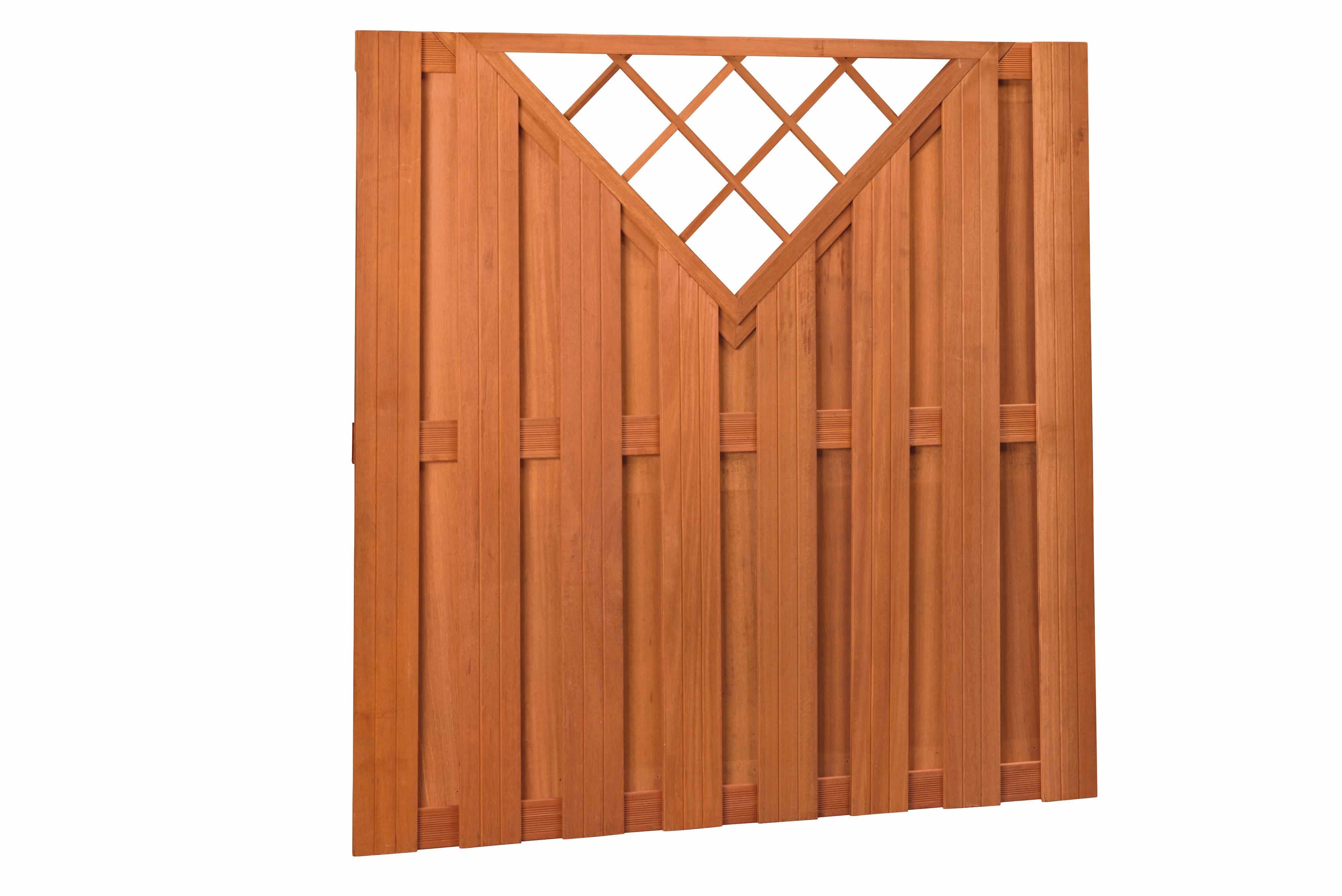 Hardhout | schutting | 180x180cm | 18 planks | met V-trellis