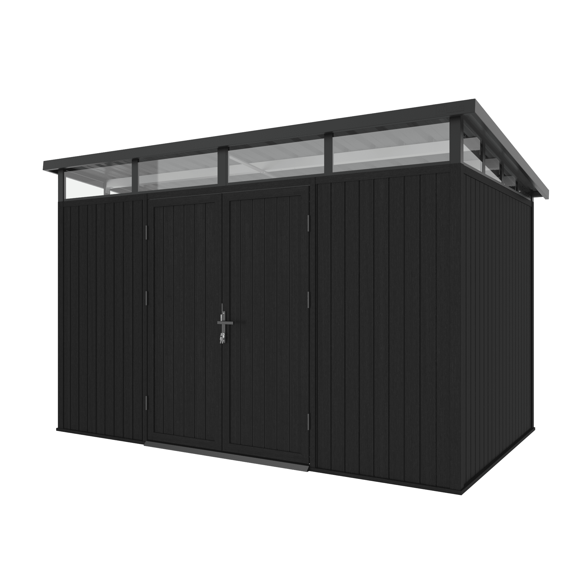 NewTechWood berging met dubbele deur | 344x210cm | Ebony zwart