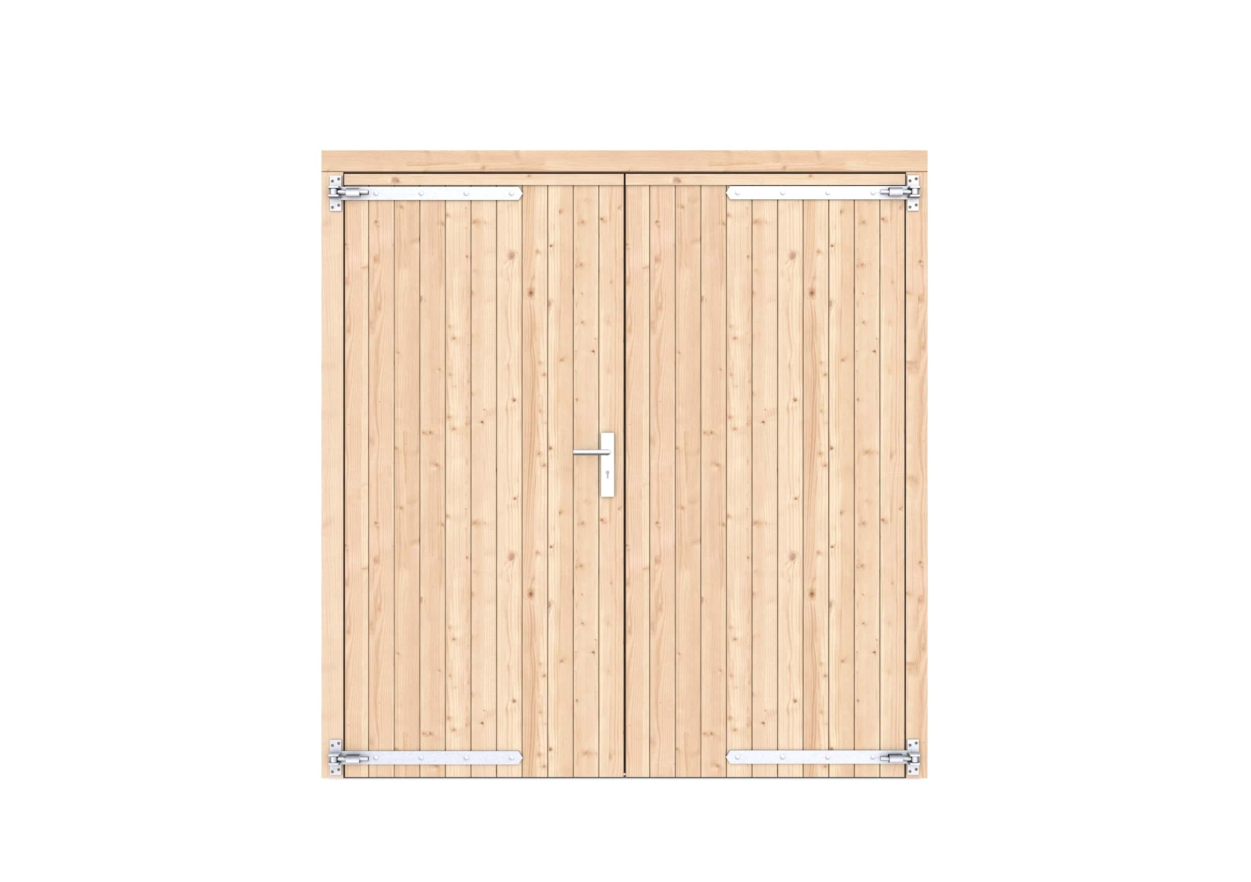 Vuren dichte dubbele deur 201x209cm | kleurloos geïmpregneerd
