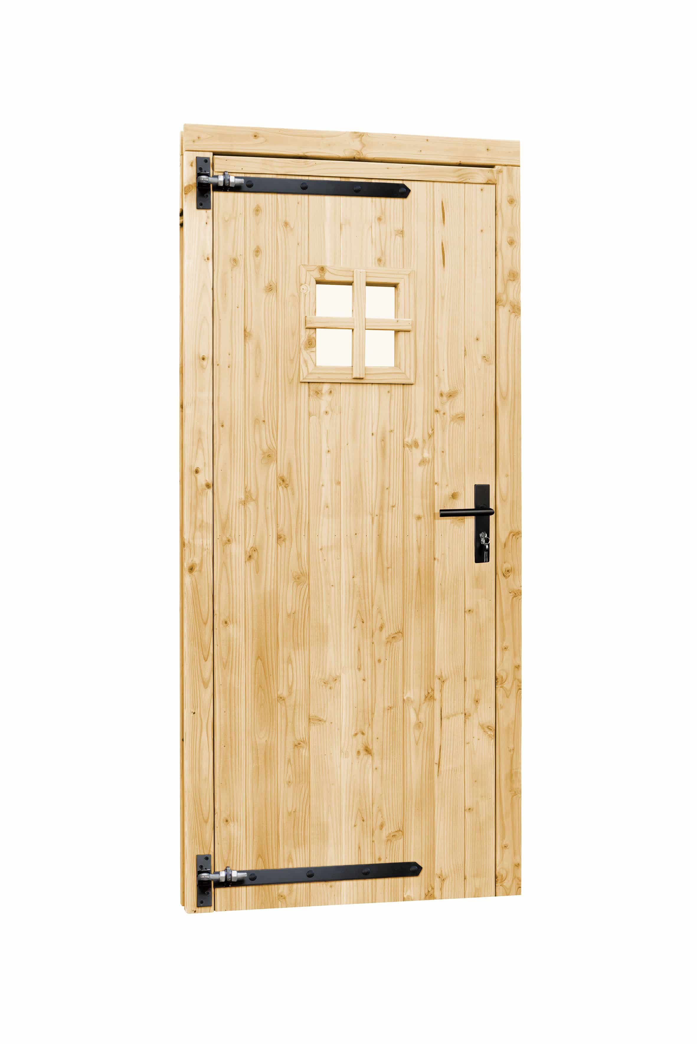 Vuren | deur incl. kozijn | 90x201cm | 1-ruits | linksdraaiend | onbehandeld