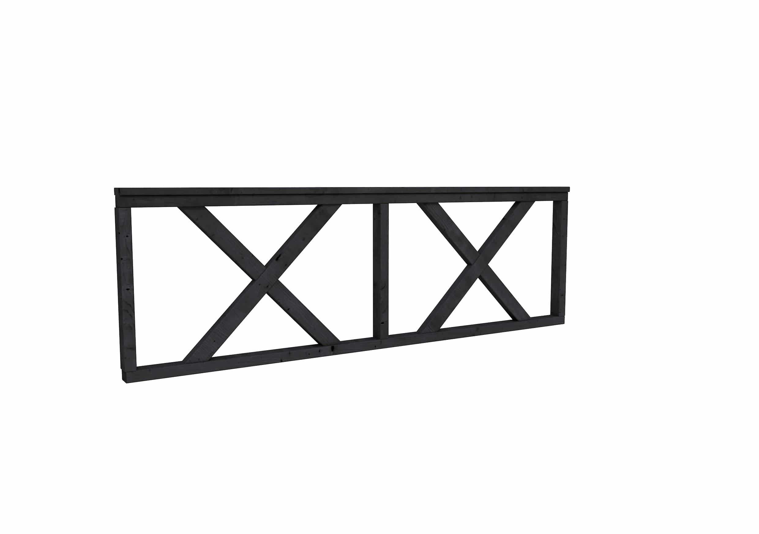 Douglas | hek met kruis type B | 228,5x73cm | zwart geïmpregneerd