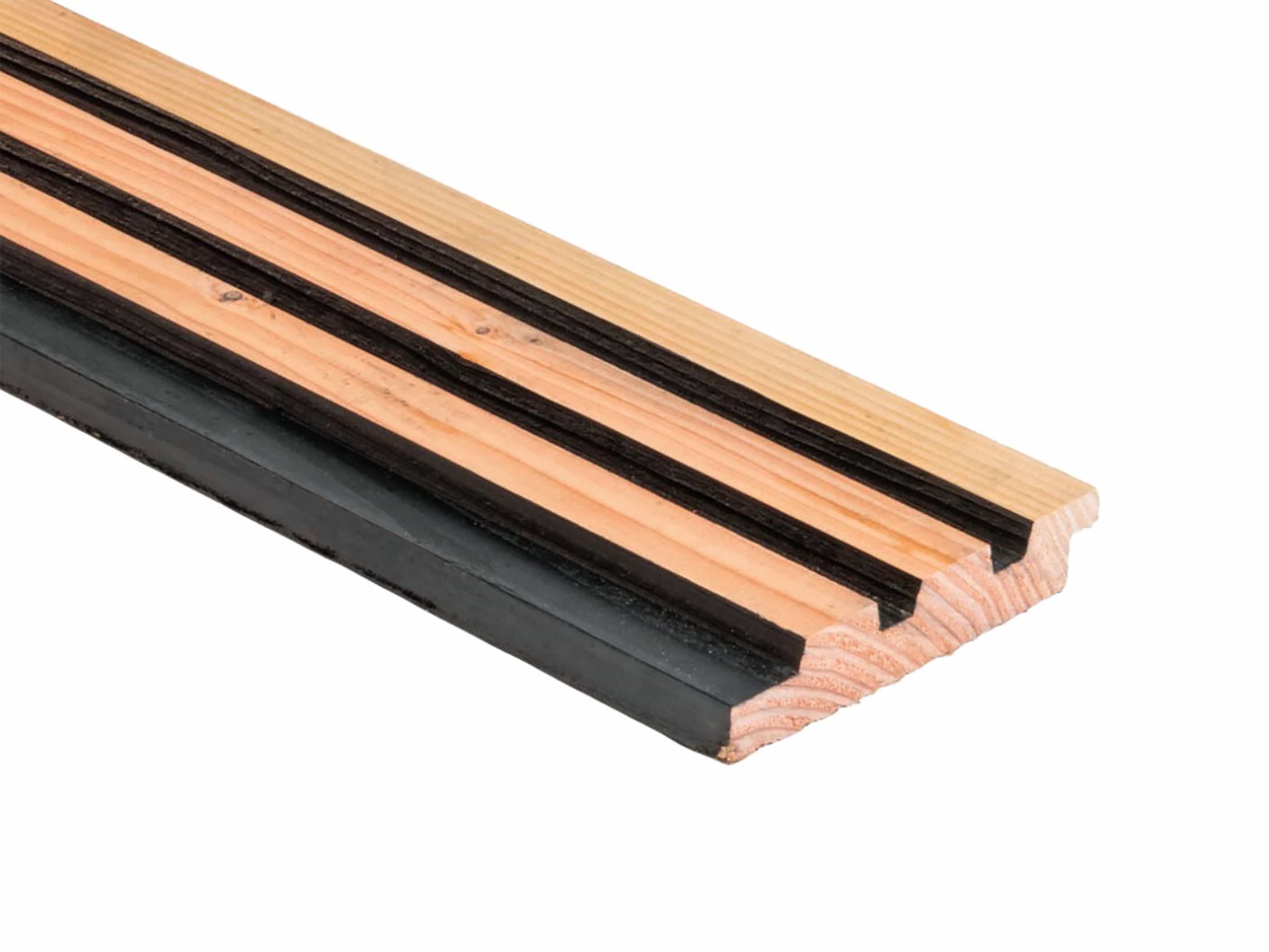 Douglas | triple profiel met afgeschaafde voorzijde | 2,5x14x300cm| geschaafd | zwart gespoten