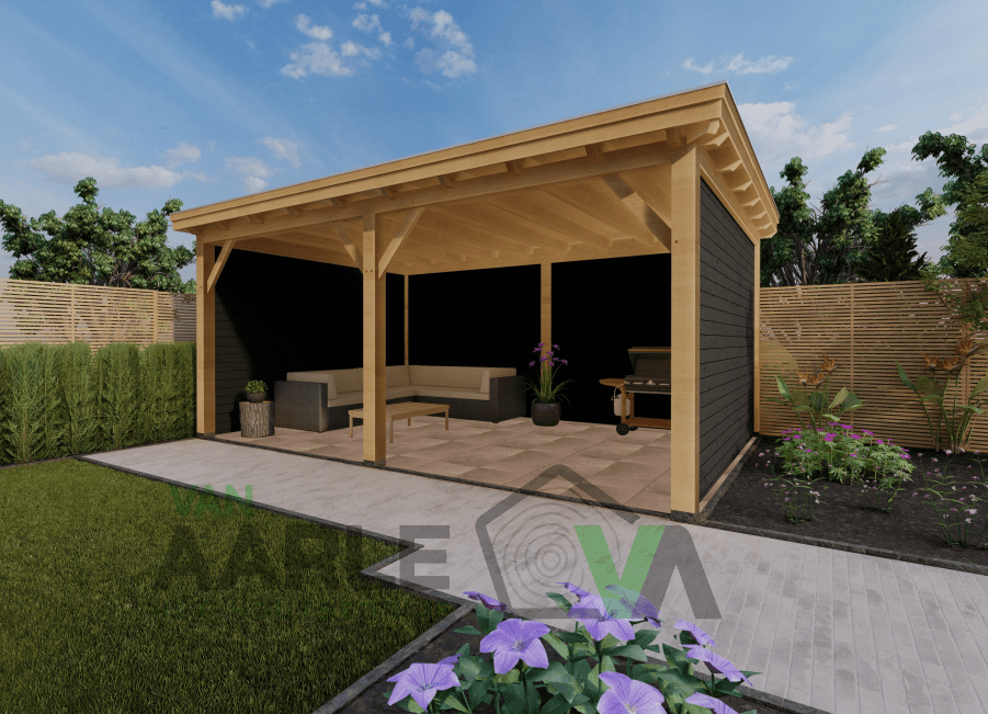 Eiken overkapping de Geelders | plat dak