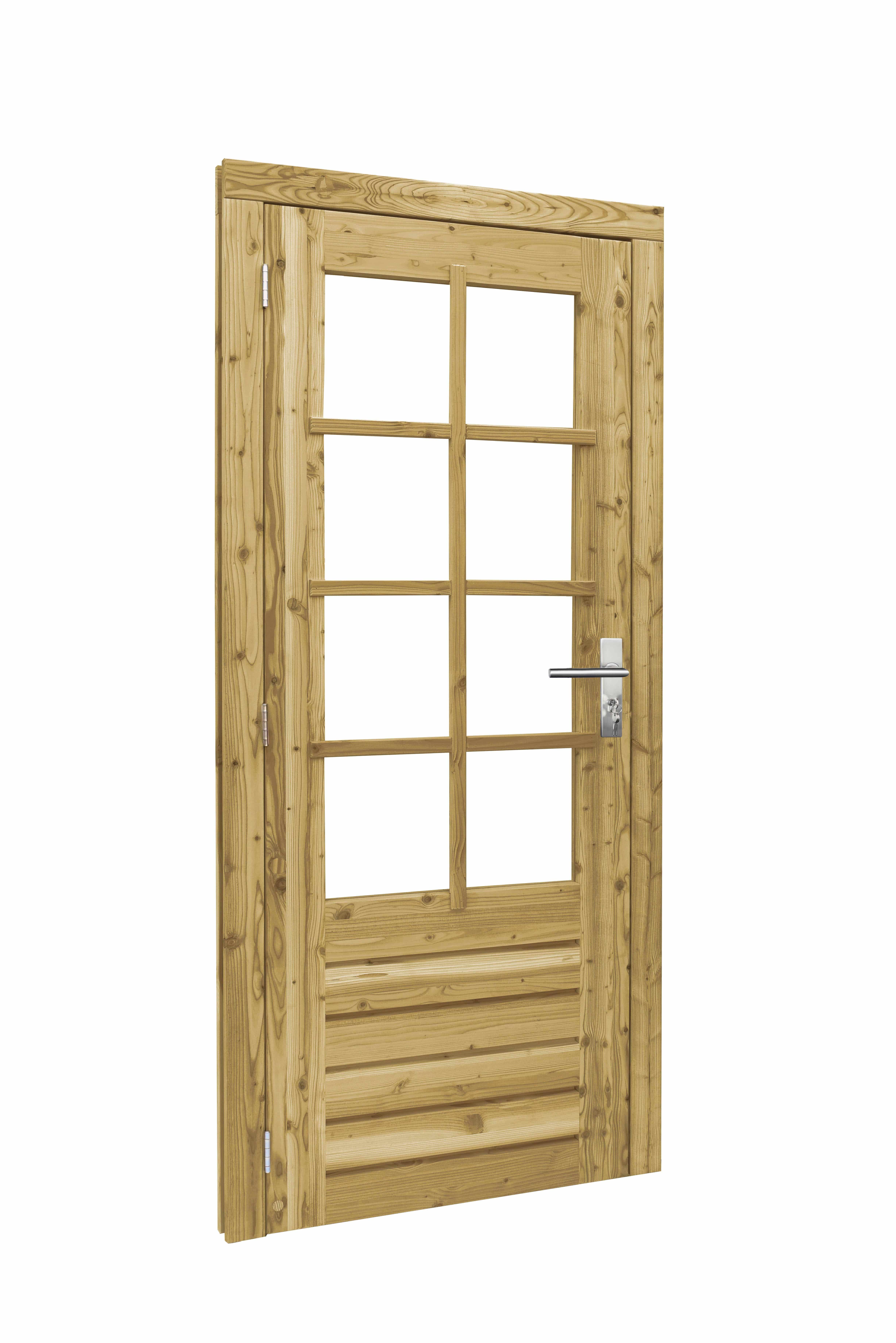 Douglas | deur incl. kozijn | 90x201cm | 8-ruits | linksdraaiend | groen geïmpregneerd