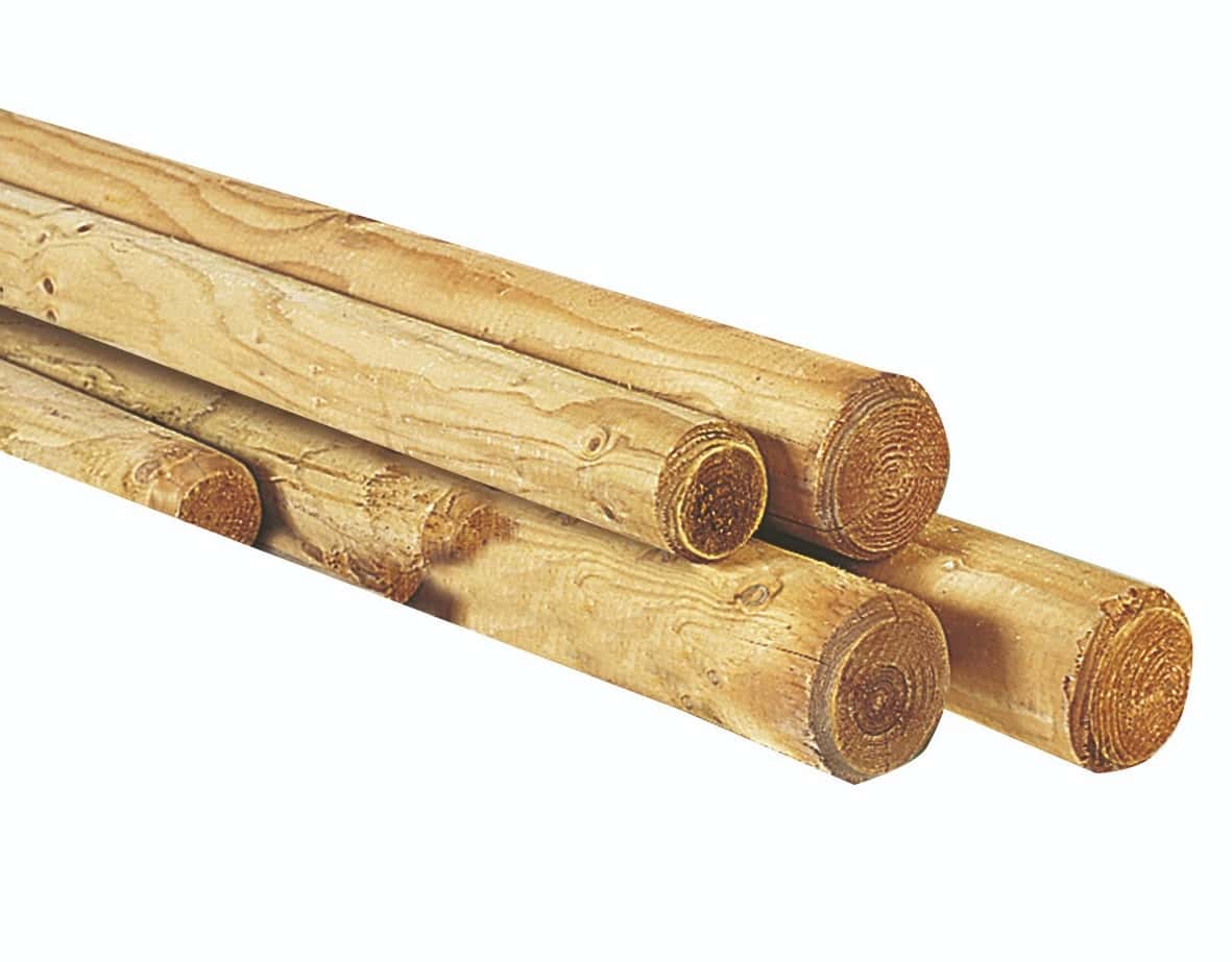 Grenen ronde paal | 1 zijde gepunt 1 zijde gekroond | Ø 8x300cm | groen geïmpregneerd