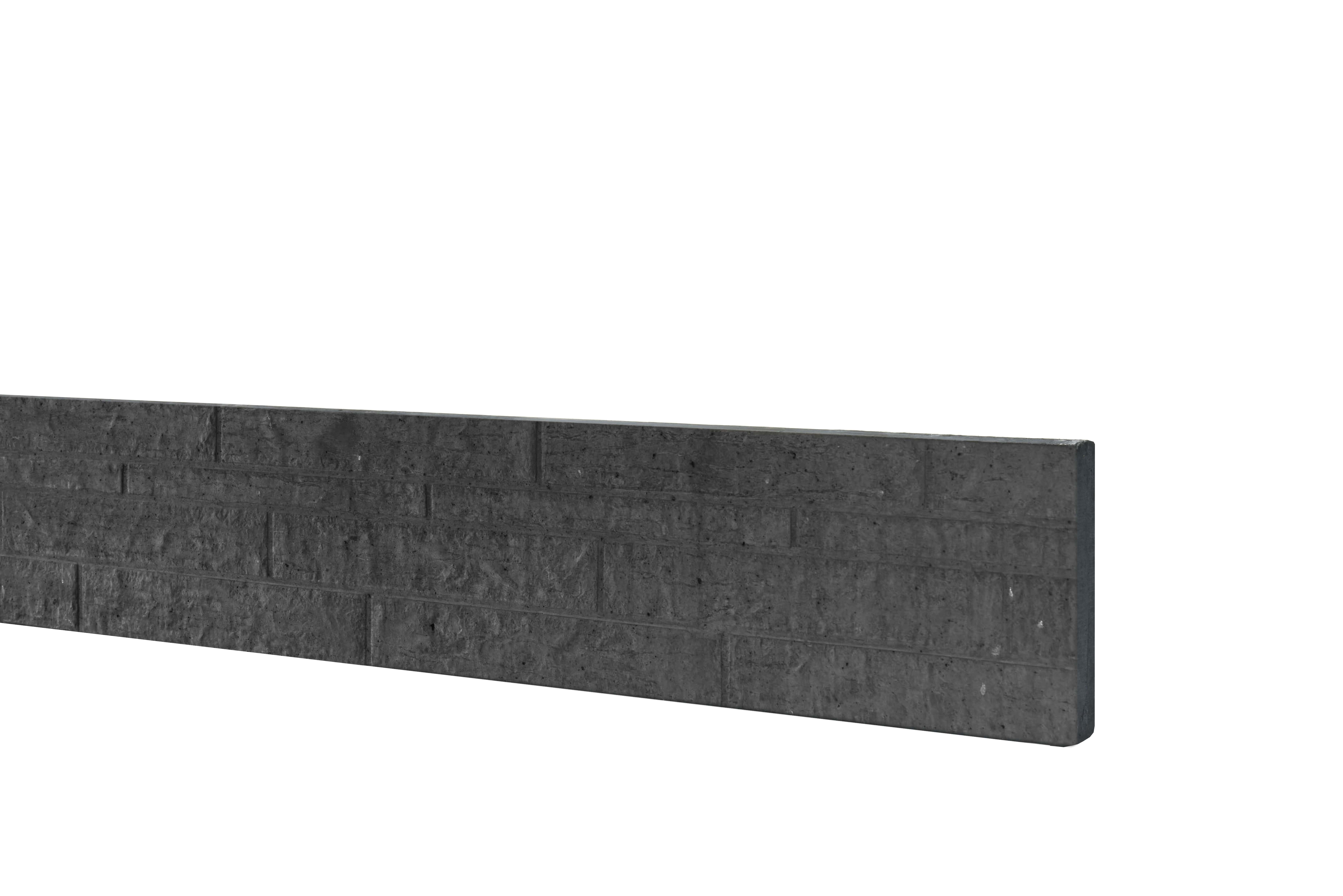 Betonplaat | dubbelzijdig rotsmotief | 36x3,5x184cm | antraciet | ongecoat
