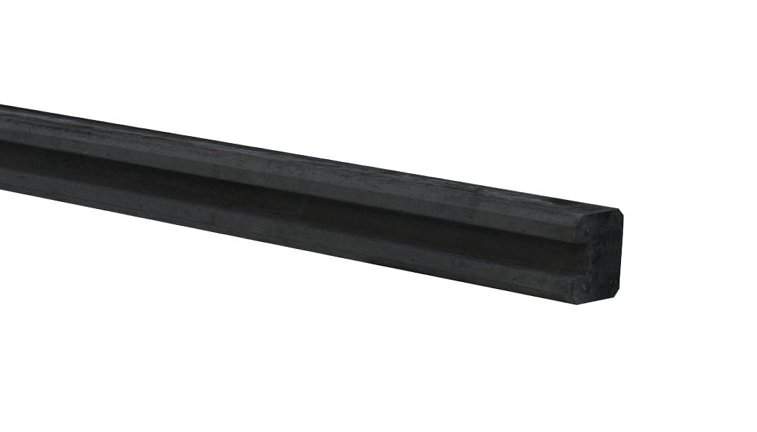 Beton | eindpaal glad met vellingkant | v.z.v. sleuf | 10x10x270cm | antraciet | ongecoat