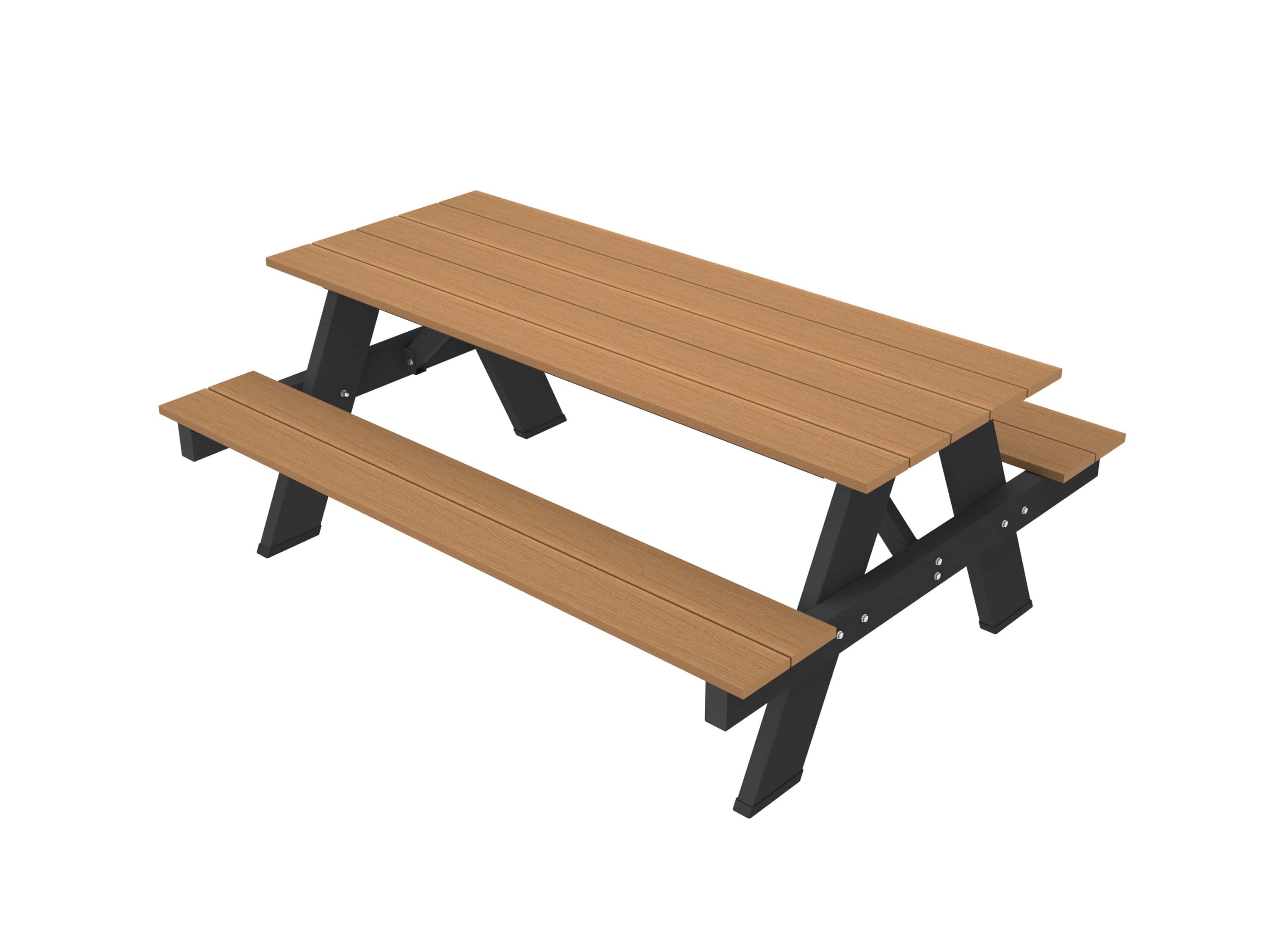 NewTechWood picknicktafel met zwart onderstel | bladmaat 180x70cm | Teak