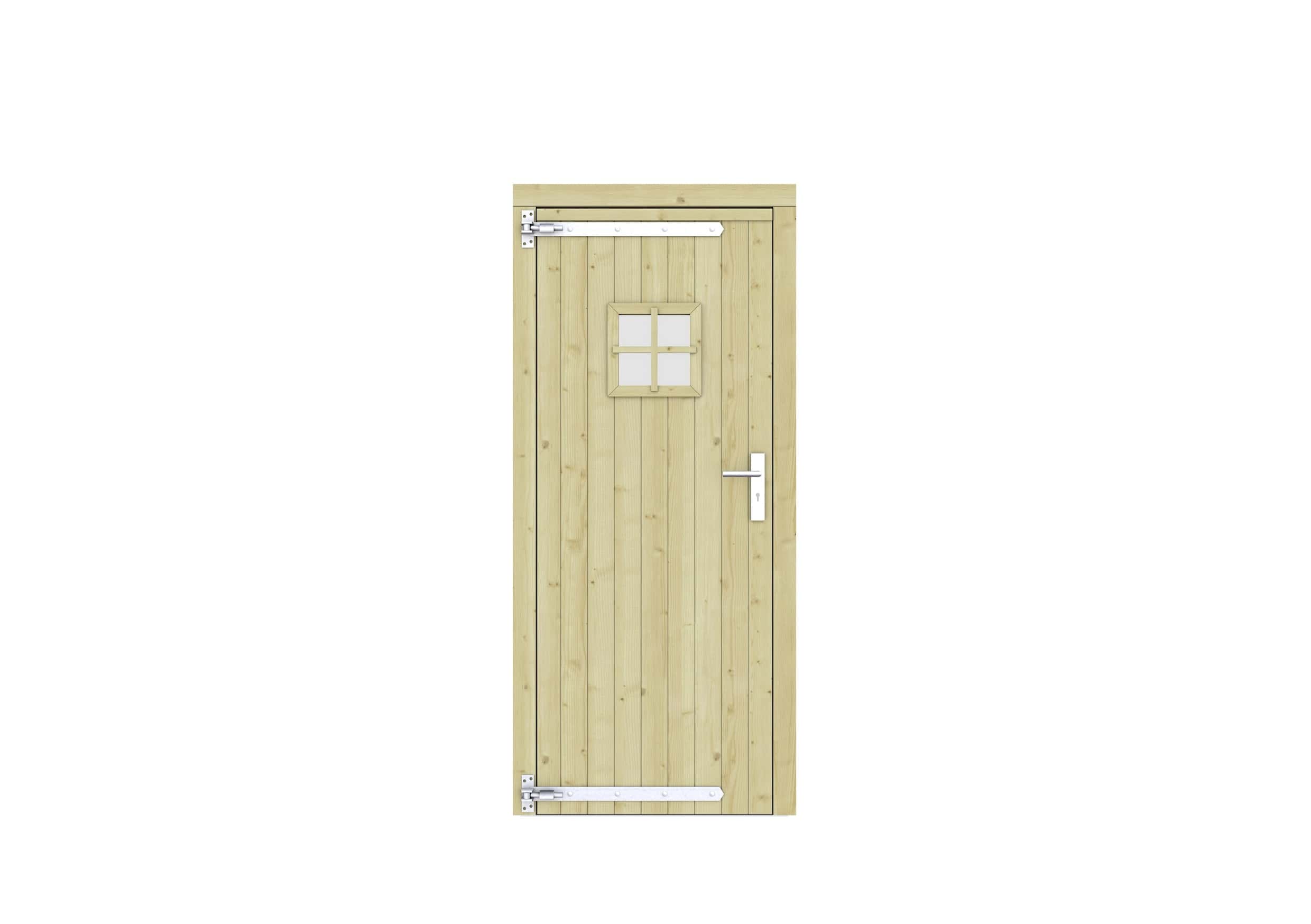 Vuren dichte enkele deur + ruitje 90x201cm | linksdraaiend | groen geïmpregneerd
