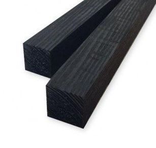 Vuren | hoekstijl | 40x40x3000mm | tbv Zweeds rabat | zwart gelakt