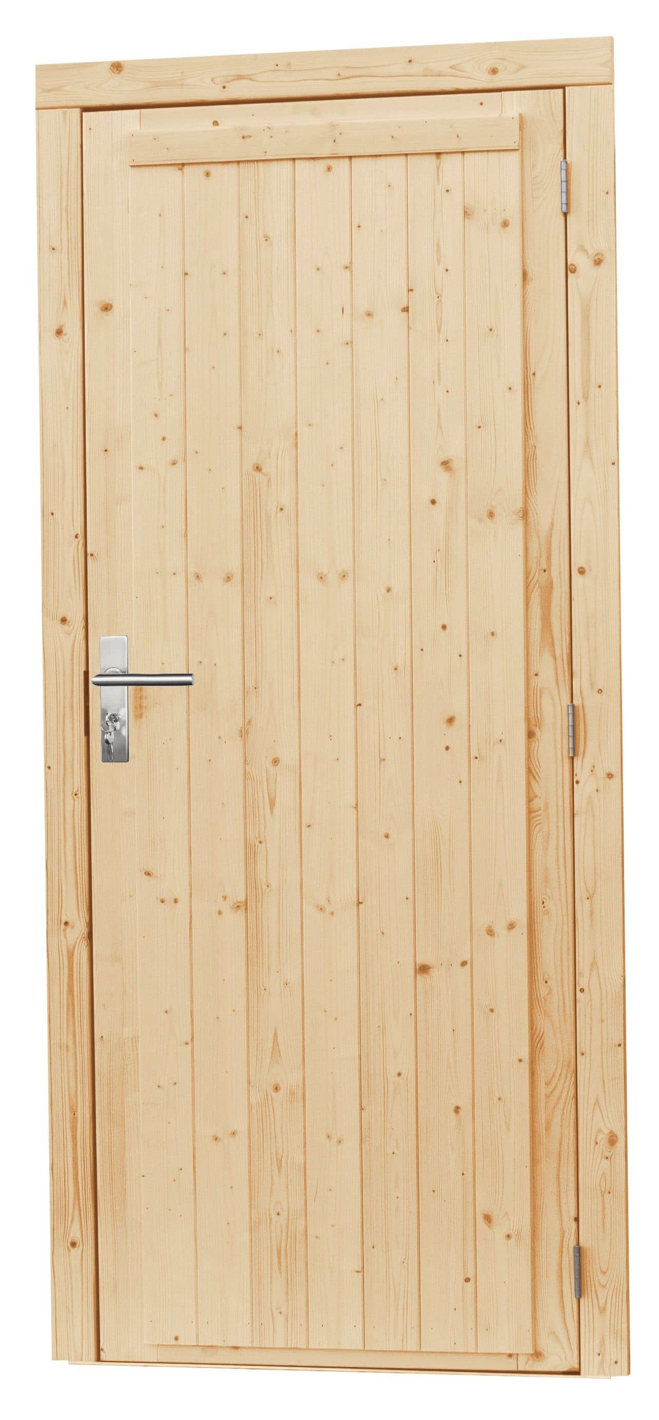 Vuren | deur incl. kozijn | rechtsdraaiend | 90x201cm | onbehandeld