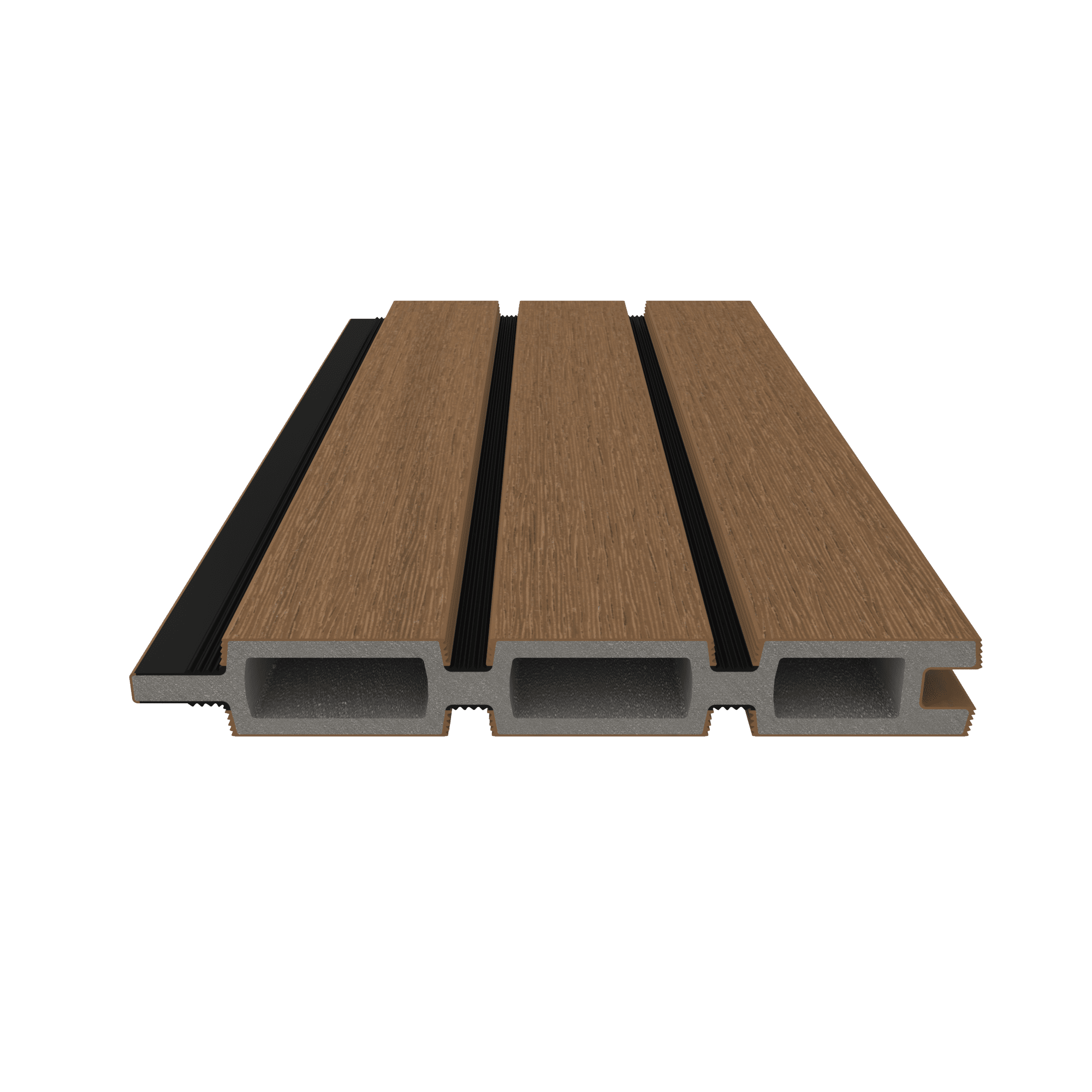NewTechWood co-extrusie composiet Triple Rhombus schermplank | 2,1x16x180cm | Teak/zwart