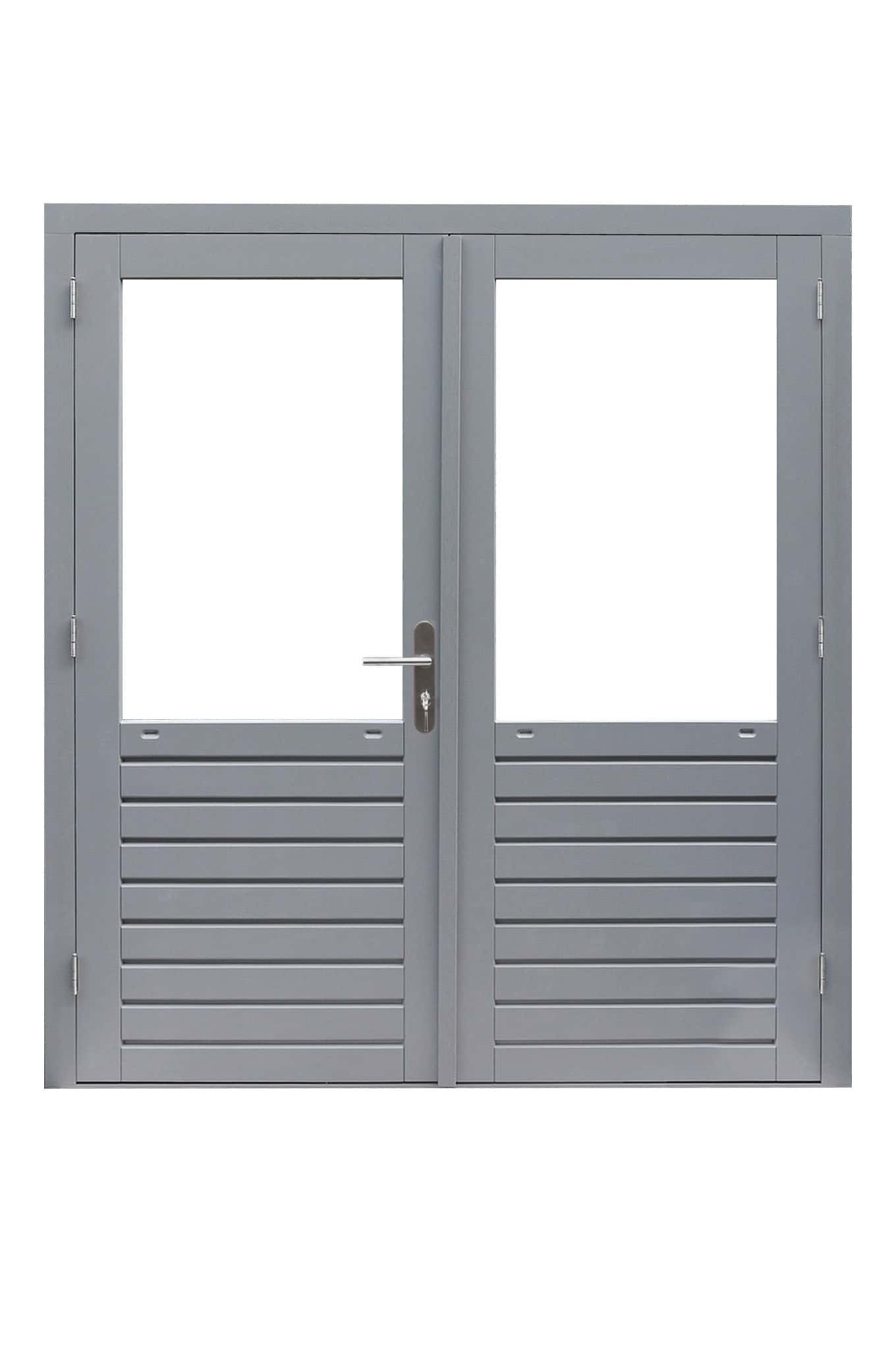 Hardhout | dubbele deur Prestige | 202x221cm | 1-ruits | dubbelglas | grijs gegrond