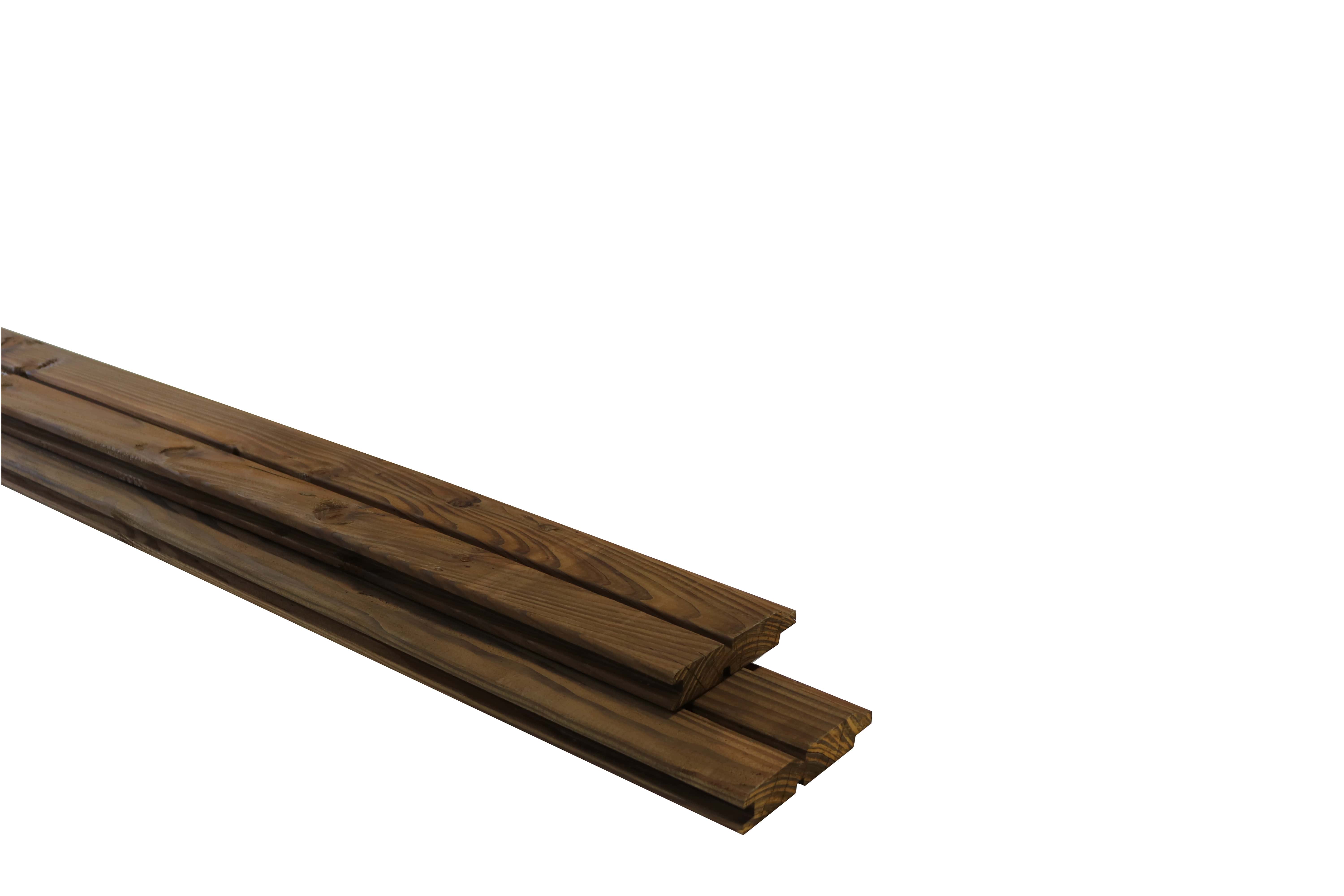 Douglas geschaafd 2-zijdig dubbel rhombus profielplank| 2,7x14,5x224cm | bruin geïmpregneerd