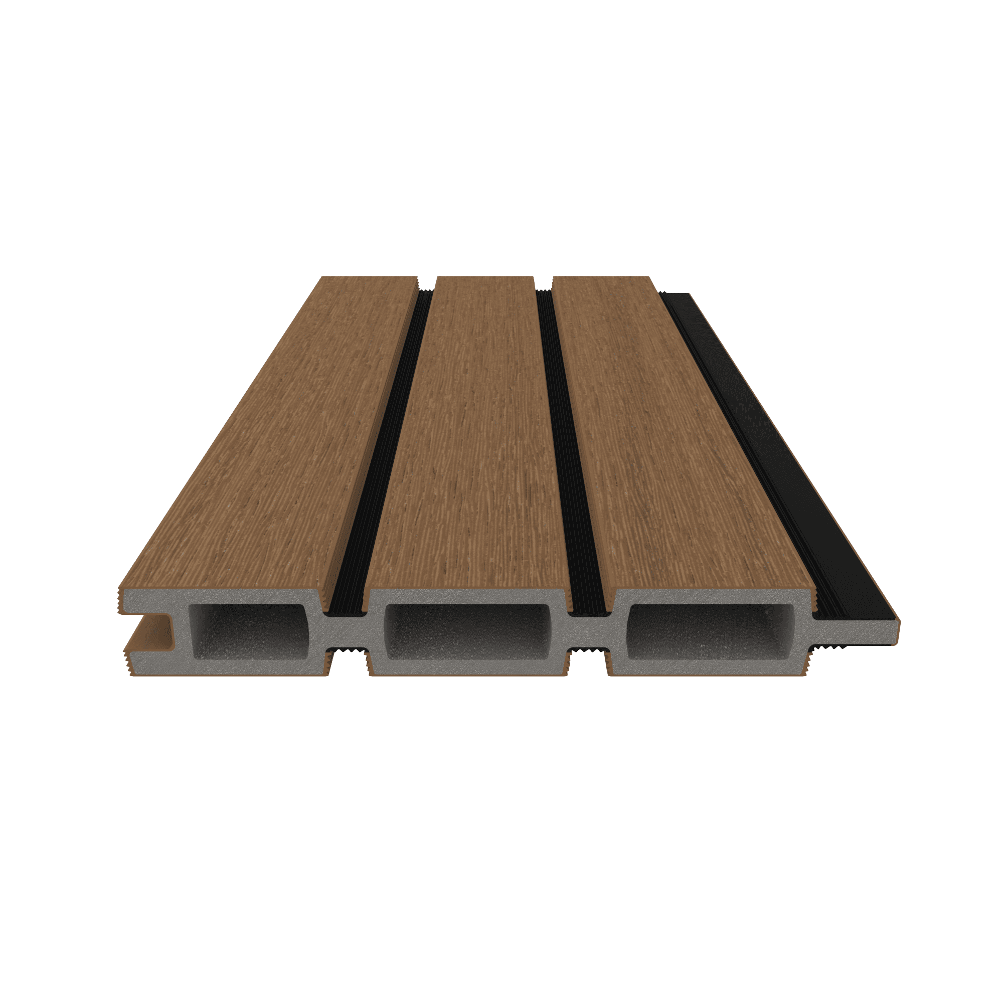 NewTechWood co-extrusie composiet Triple Rhombus schermplank | 2,1x16x180cm | Teak/zwart