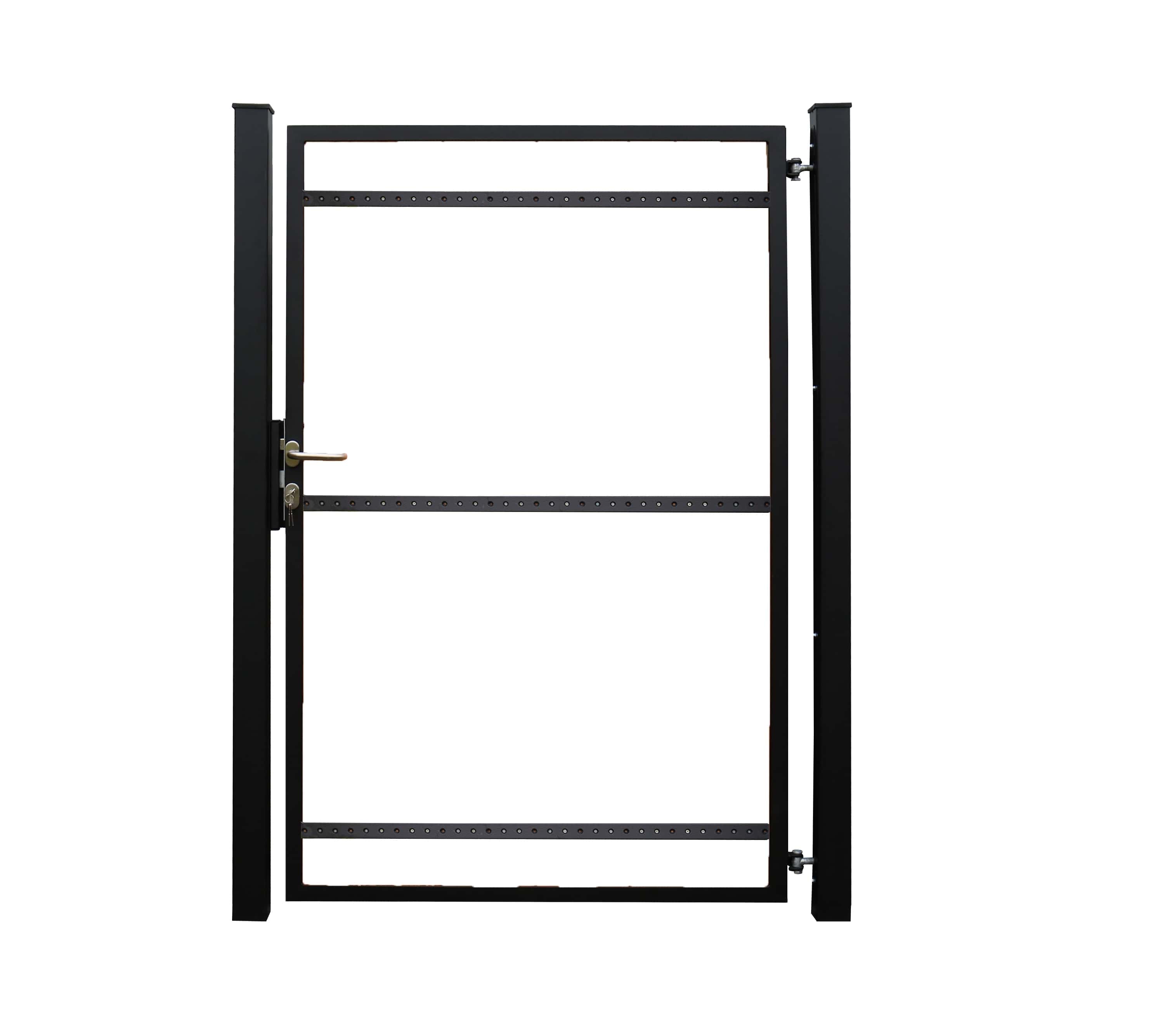 Staalverzinkt poortvleugelpakket Hybide rechtsdraaiend | 115x185x4cm | zwart gepoedercoat RAL9005