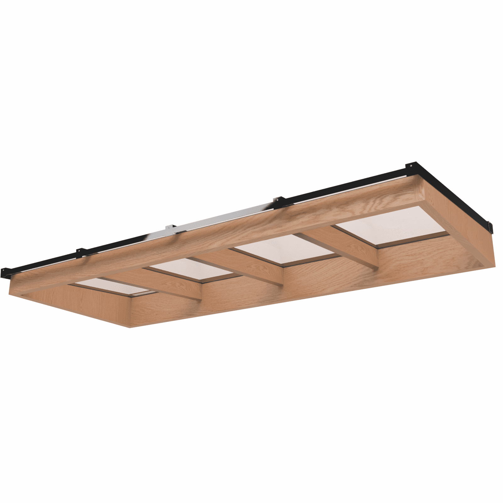 Lichtstraat met lessenaarsdak | onderbouw van onbehandeld douglas | 322,2x125cm | zwart