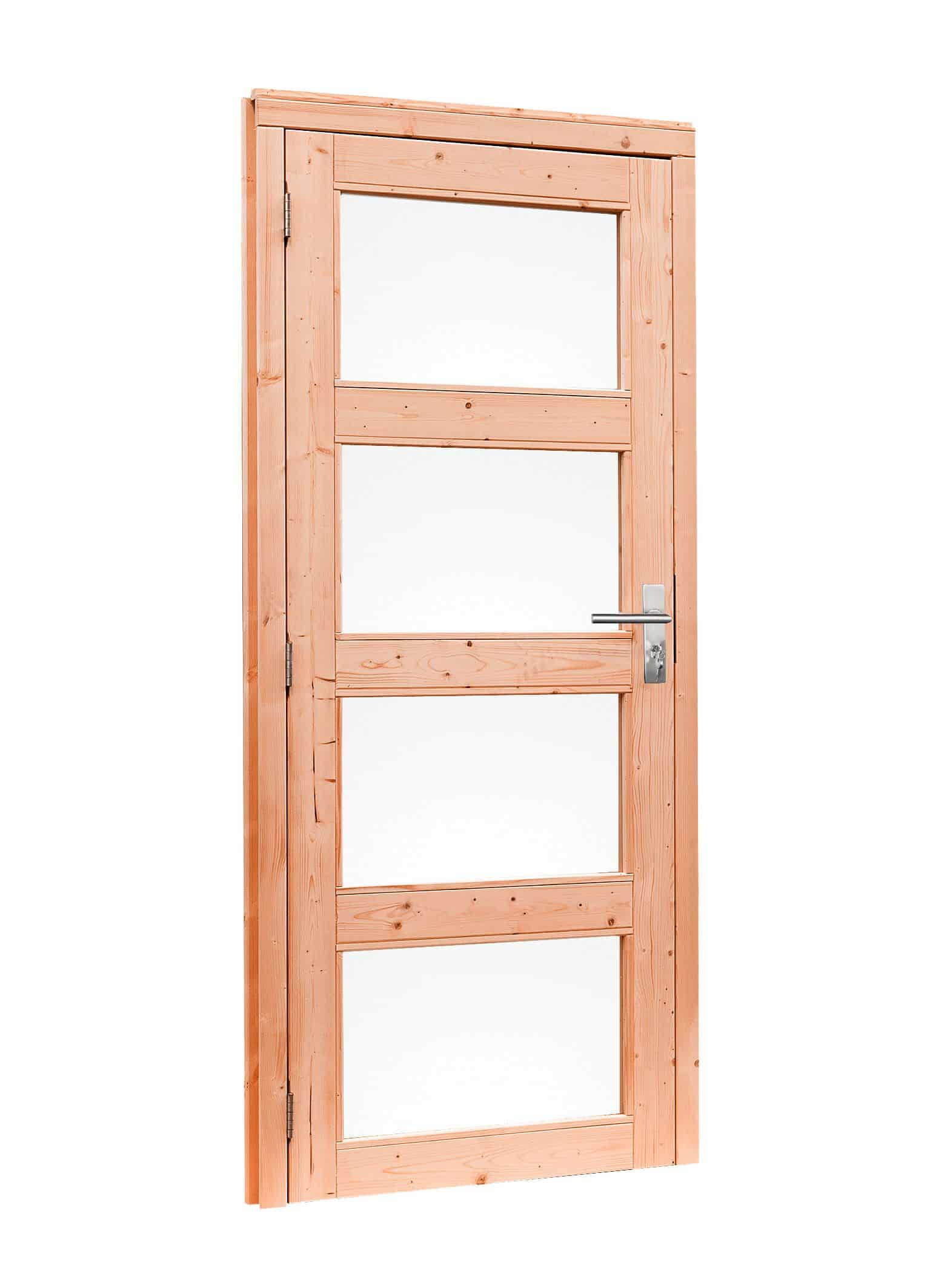 Douglas | deur incl. kozijn | 90x201cm | 4-ruits | linksdraaiend | onbehandeld