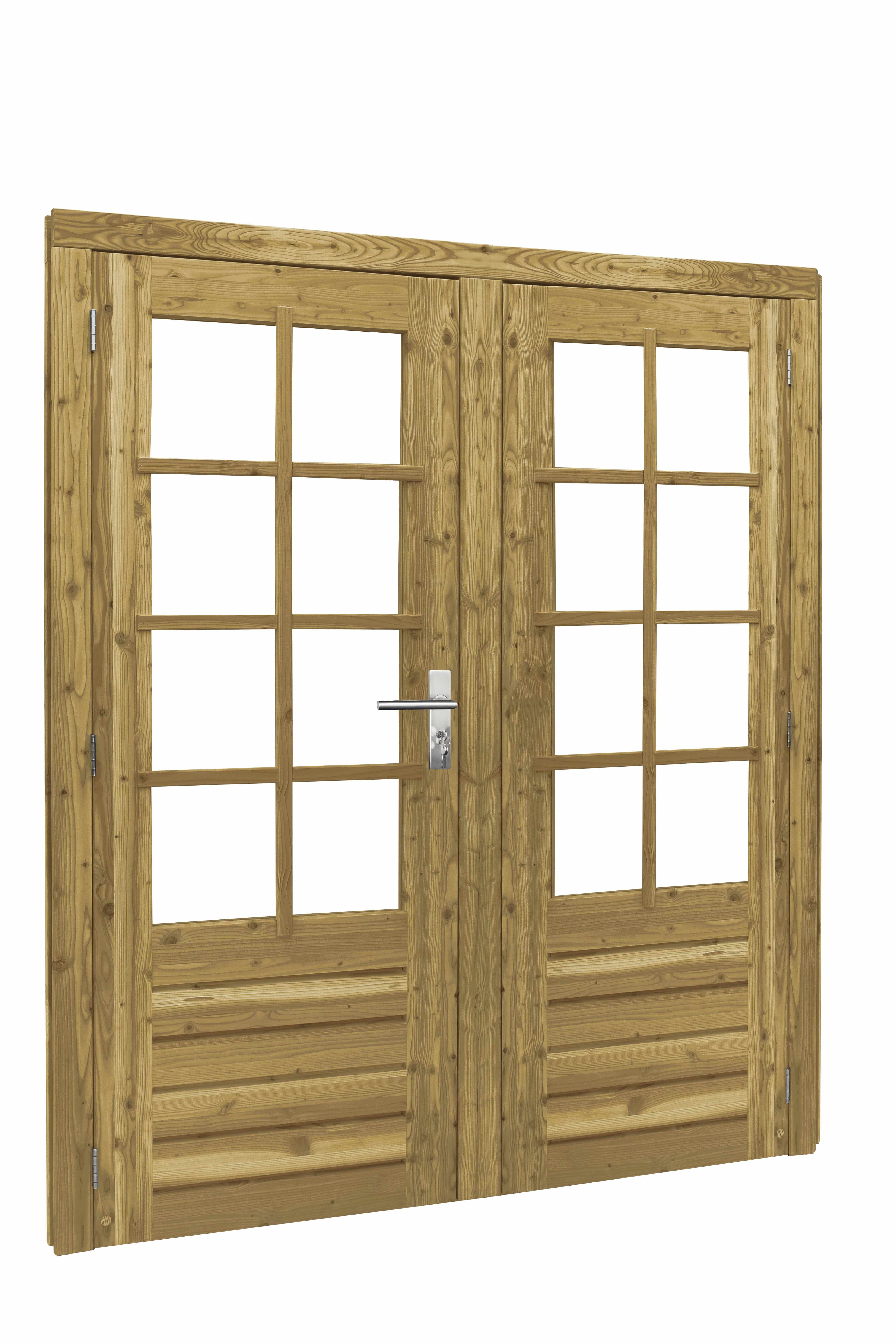 Douglas | dubbele deur incl. kozijn | 168x201cm | 8-ruits | groen geïmpregneerd