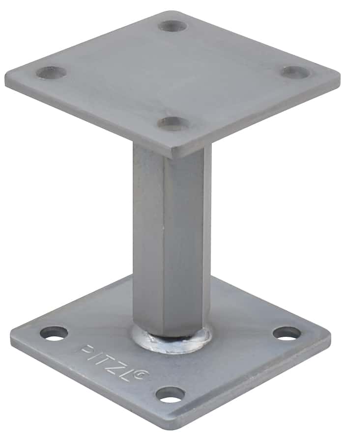 Pitzl verstelbare paaldrager 121-181mm | M20 | onderplaat 80x80x5mm | bovenplaat 100x100x6mm