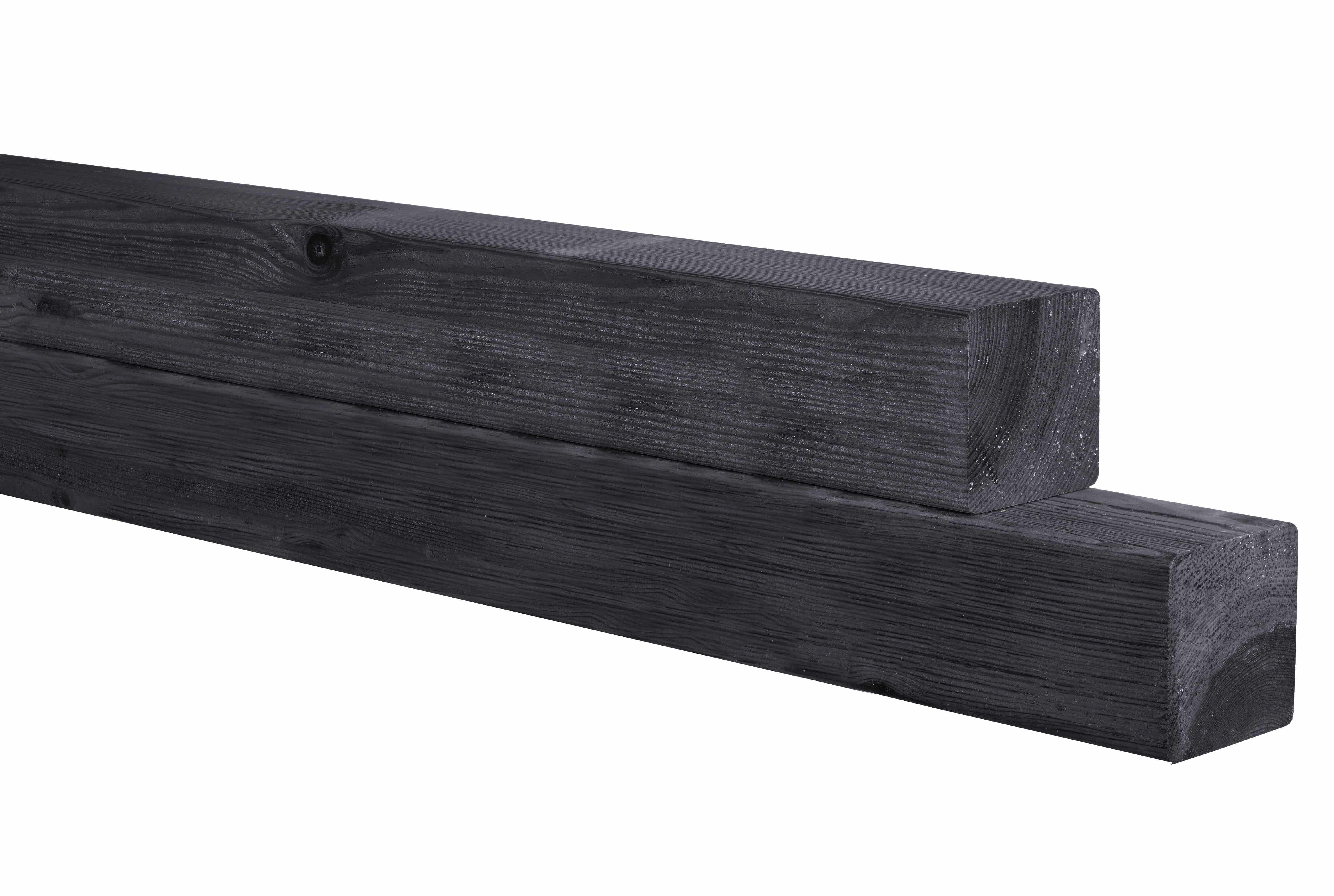 Grenen | paal | 8,8x8,8x270cm | zonder diamantkop | zwart gedompeld geïmpregneerd