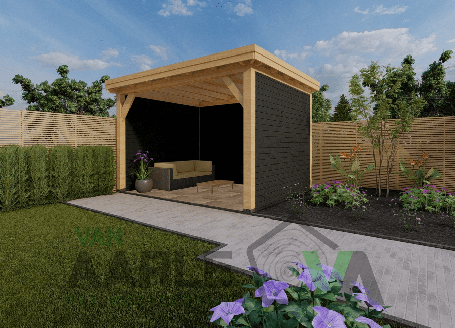 Eiken overkapping de Geelders | plat dak