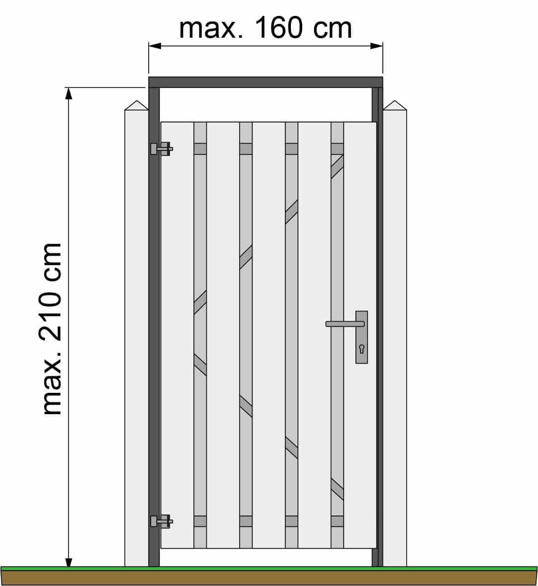 Schuttingdeur | max 160cm breed | geschaafd | zwart gedompeld | geïmpregneerd